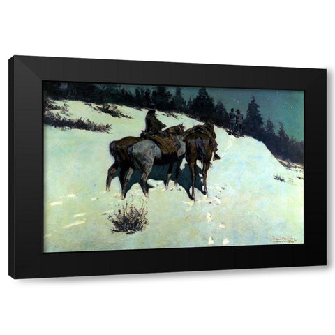 A Reconnaissance Black Modern Wood Framed Art Print with Double Matting by Remington, Frederic