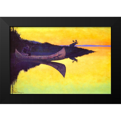 Coming to the Call Black Modern Wood Framed Art Print by Remington, Frederic