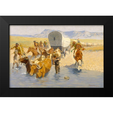 The Emigrants Black Modern Wood Framed Art Print by Remington, Frederic