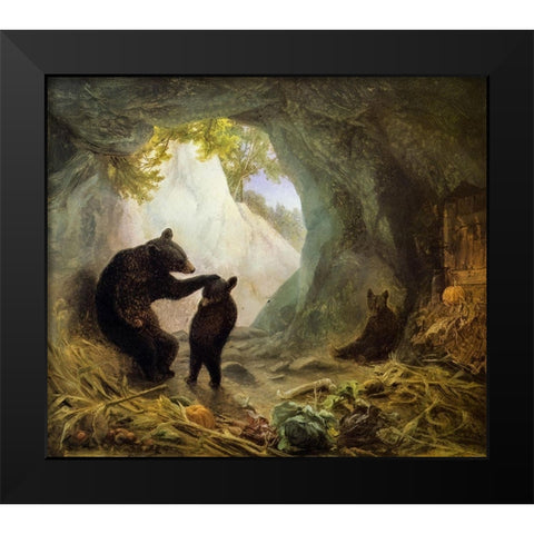 Bear and Cubs Black Modern Wood Framed Art Print by Beard, William Holbrook