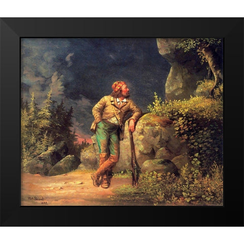 The Trapper Black Modern Wood Framed Art Print by Beard, William Holbrook