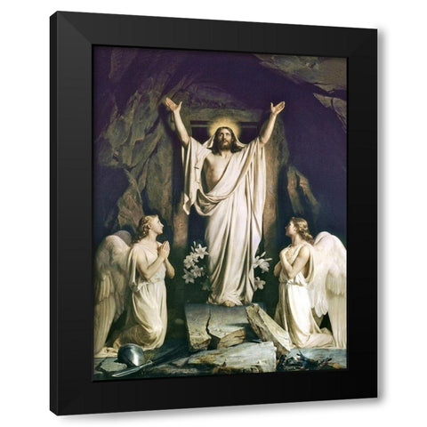 Resurrection of Christ Black Modern Wood Framed Art Print with Double Matting by Bloch, Carl