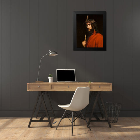 Christ with Thorns Black Modern Wood Framed Art Print by Bloch, Carl