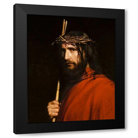 Christ with Thorns Black Modern Wood Framed Art Print by Bloch, Carl