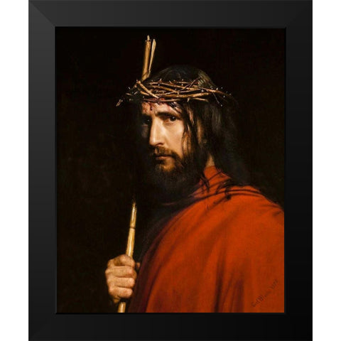 Christ with Thorns Black Modern Wood Framed Art Print by Bloch, Carl
