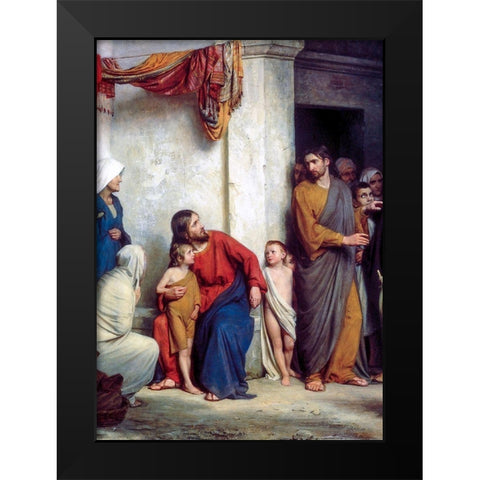 Suffer the Children Black Modern Wood Framed Art Print by Bloch, Carl
