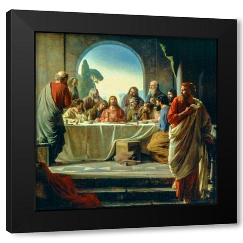 The Last Supper Black Modern Wood Framed Art Print with Double Matting by Bloch, Carl