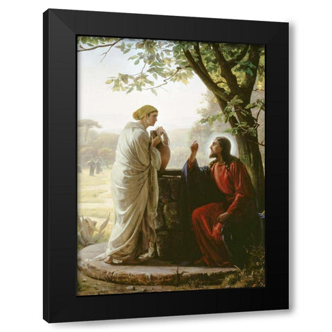 Woman at the Well Black Modern Wood Framed Art Print by Bloch, Carl