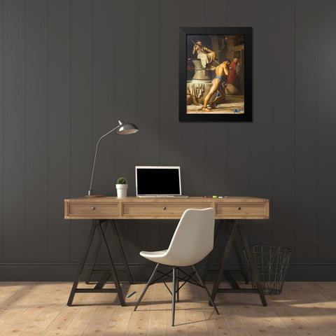 Samson and the Philistines Black Modern Wood Framed Art Print by Bloch, Carl