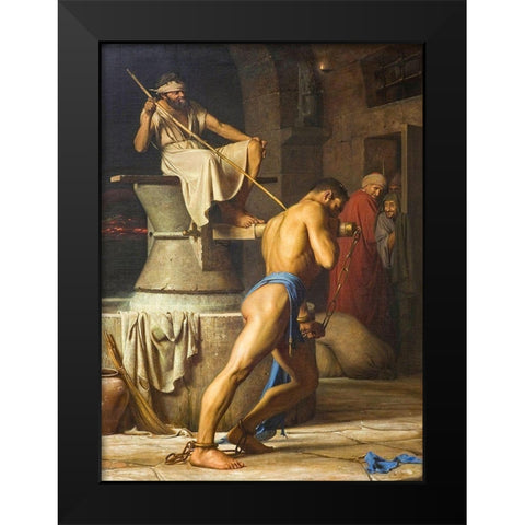 Samson and the Philistines Black Modern Wood Framed Art Print by Bloch, Carl