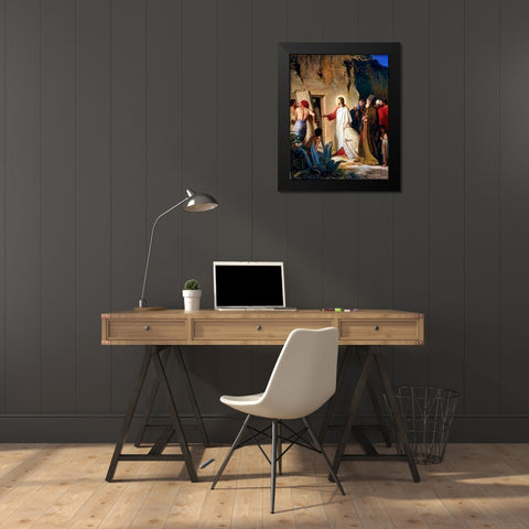 Raising of Lazarus Black Modern Wood Framed Art Print by Bloch, Carl