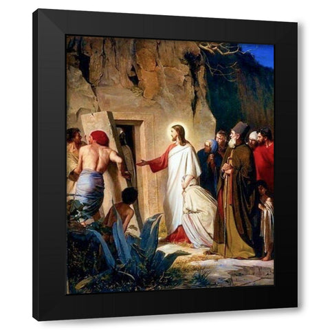 Raising of Lazarus Black Modern Wood Framed Art Print by Bloch, Carl