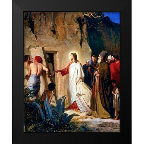 Raising of Lazarus Black Modern Wood Framed Art Print by Bloch, Carl