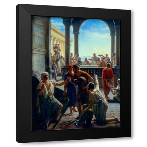 Wedding at Cana Black Modern Wood Framed Art Print by Bloch, Carl