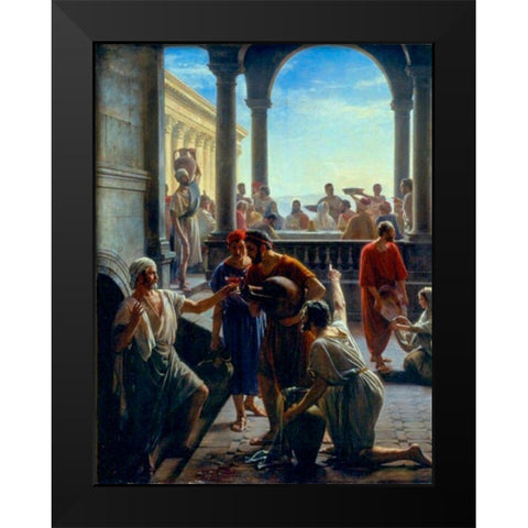 Wedding at Cana Black Modern Wood Framed Art Print by Bloch, Carl