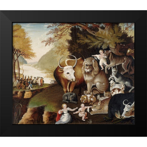 The Peaceable Kingdom (II) Black Modern Wood Framed Art Print by Hicks, Edward
