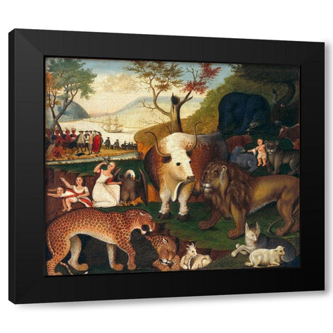 The Peaceable Kingdom  IV Black Modern Wood Framed Art Print with Double Matting by Hicks, Edward