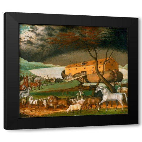 Noahs Ark Black Modern Wood Framed Art Print with Double Matting by Hicks, Edward