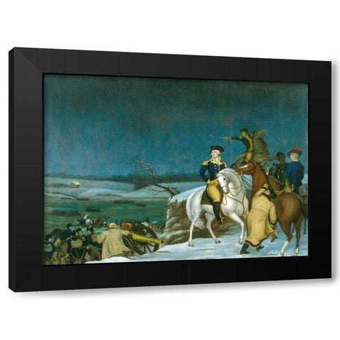 Washington at the Delaware Black Modern Wood Framed Art Print with Double Matting by Hicks, Edward