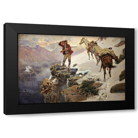 Meats Not Meat Til Its In The Pan Black Modern Wood Framed Art Print by Russell, Charles Marion