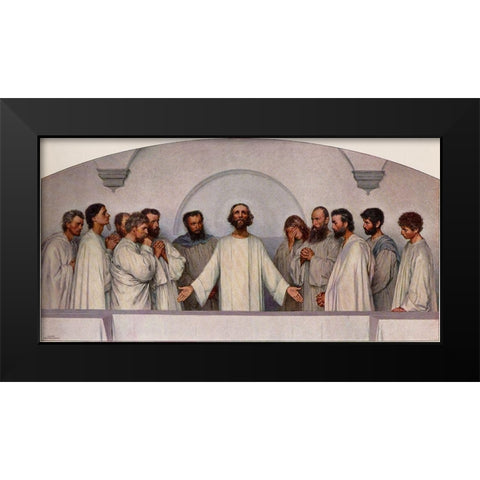 The High Priestly Prayer Black Modern Wood Framed Art Print by Burnand, Eugene