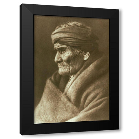 Geronimo, Apache Black Modern Wood Framed Art Print with Double Matting by Curtis, Edward S.