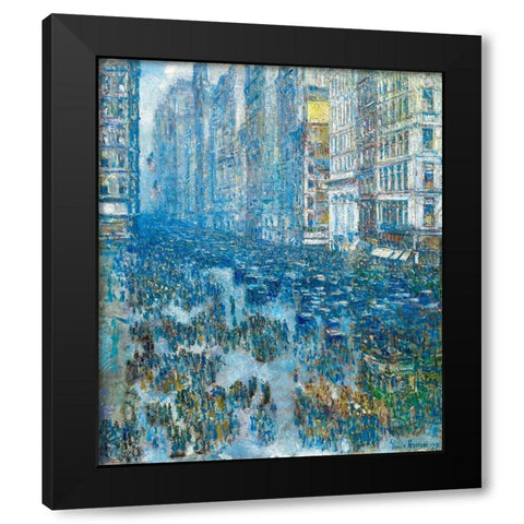 Fifth Avenue, 1919 Black Modern Wood Framed Art Print with Double Matting by Hassam, Childe