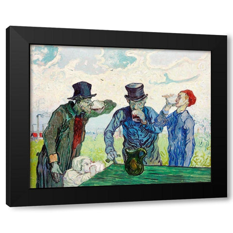 The Drinkers (1890) Black Modern Wood Framed Art Print with Double Matting by Van Gogh, Vincent