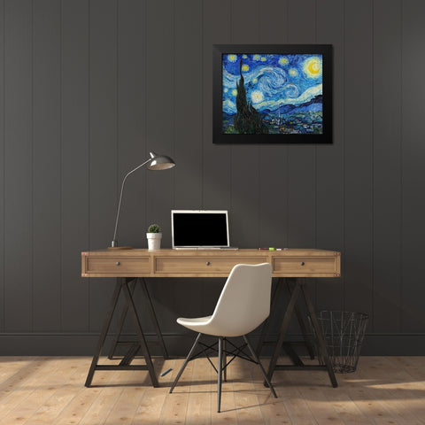 The Starry Night (1889) Black Modern Wood Framed Art Print by Van Gogh, Vincent