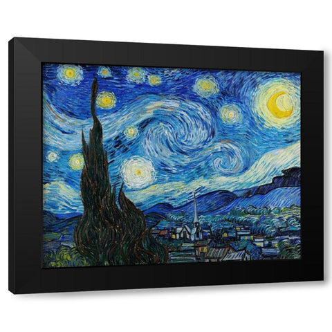 The Starry Night (1889) Black Modern Wood Framed Art Print by Van Gogh, Vincent