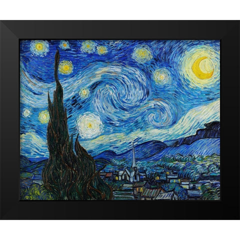 The Starry Night (1889) Black Modern Wood Framed Art Print by Van Gogh, Vincent