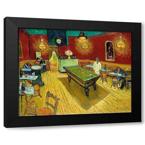 Le cafe de nuit (The Night Cafe) (1888) Black Modern Wood Framed Art Print by Van Gogh, Vincent