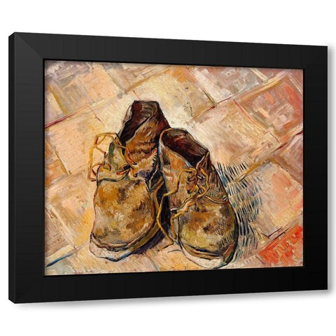Shoes (1888) Black Modern Wood Framed Art Print with Double Matting by Van Gogh, Vincent
