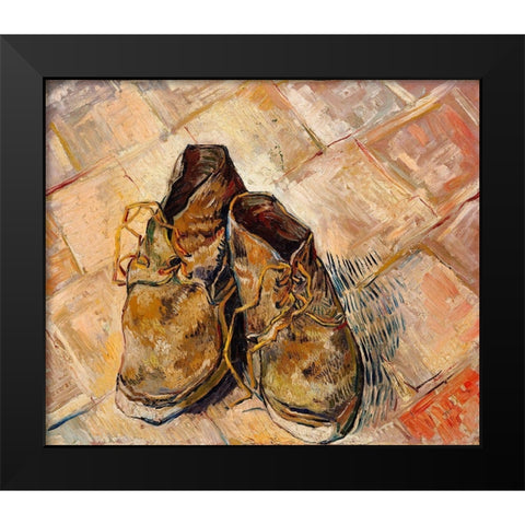 Shoes (1888) Black Modern Wood Framed Art Print by Van Gogh, Vincent