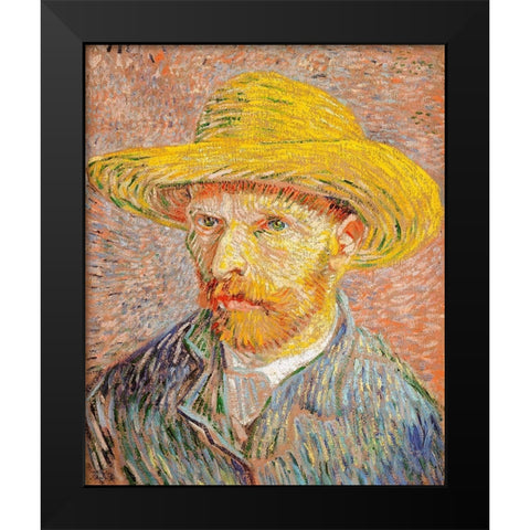 Self-Portrait with a Straw Hat (1887)Â  Black Modern Wood Framed Art Print by Van Gogh, Vincent