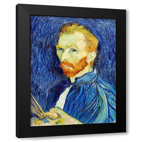 Self-Portrait (1889) Black Modern Wood Framed Art Print with Double Matting by Van Gogh, Vincent