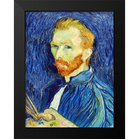 Self-Portrait (1889) Black Modern Wood Framed Art Print by Van Gogh, Vincent