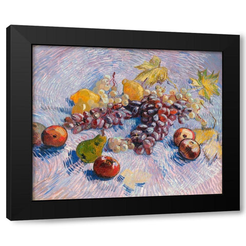 Grapes, Lemons, Pears, and Apples (1887) Black Modern Wood Framed Art Print with Double Matting by Van Gogh, Vincent