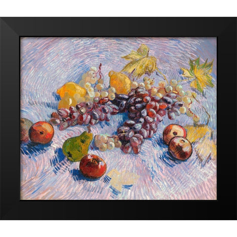 Grapes, Lemons, Pears, and Apples (1887) Black Modern Wood Framed Art Print by Van Gogh, Vincent