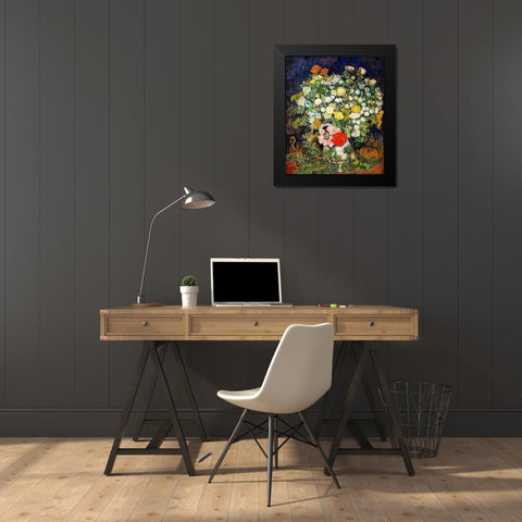 Bouquet of Flowers in a Vase (1890)Â  Black Modern Wood Framed Art Print by Van Gogh, Vincent