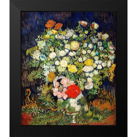 Bouquet of Flowers in a Vase (1890)Â  Black Modern Wood Framed Art Print by Van Gogh, Vincent