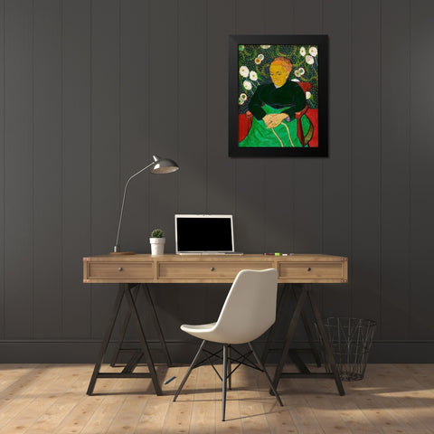 The Berceuse, Woman Rocking a Cradle (1889) Black Modern Wood Framed Art Print by Van Gogh, Vincent