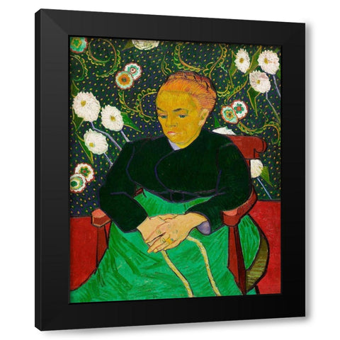 The Berceuse, Woman Rocking a Cradle (1889) Black Modern Wood Framed Art Print with Double Matting by Van Gogh, Vincent