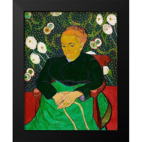 The Berceuse, Woman Rocking a Cradle (1889) Black Modern Wood Framed Art Print by Van Gogh, Vincent