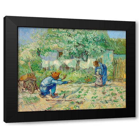 First Steps, after Millet (1890) Black Modern Wood Framed Art Print with Double Matting by Van Gogh, Vincent