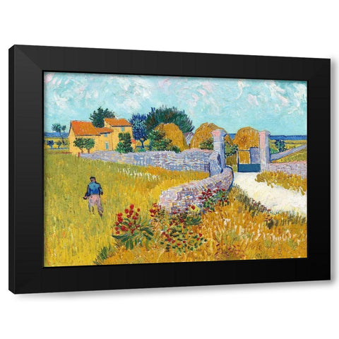 Farmhouse in Provence (1888) Black Modern Wood Framed Art Print with Double Matting by Van Gogh, Vincent