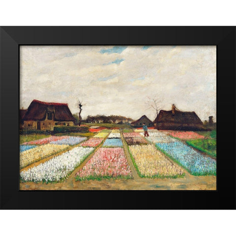 Flower Beds in Holland (1883) Black Modern Wood Framed Art Print by Van Gogh, Vincent