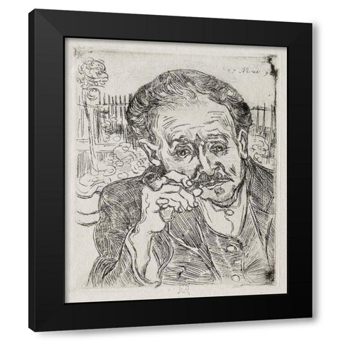 Dr. Gachet (1890) Black Modern Wood Framed Art Print with Double Matting by Van Gogh, Vincent