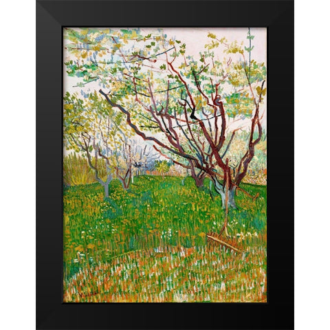 The Flowering Orchard (1888) Black Modern Wood Framed Art Print by Van Gogh, Vincent