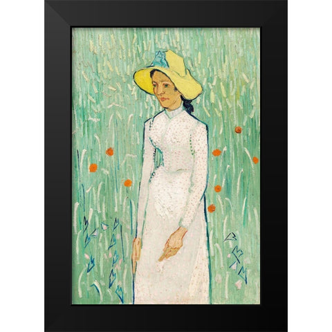 Girl in White (1890) Black Modern Wood Framed Art Print by Van Gogh, Vincent